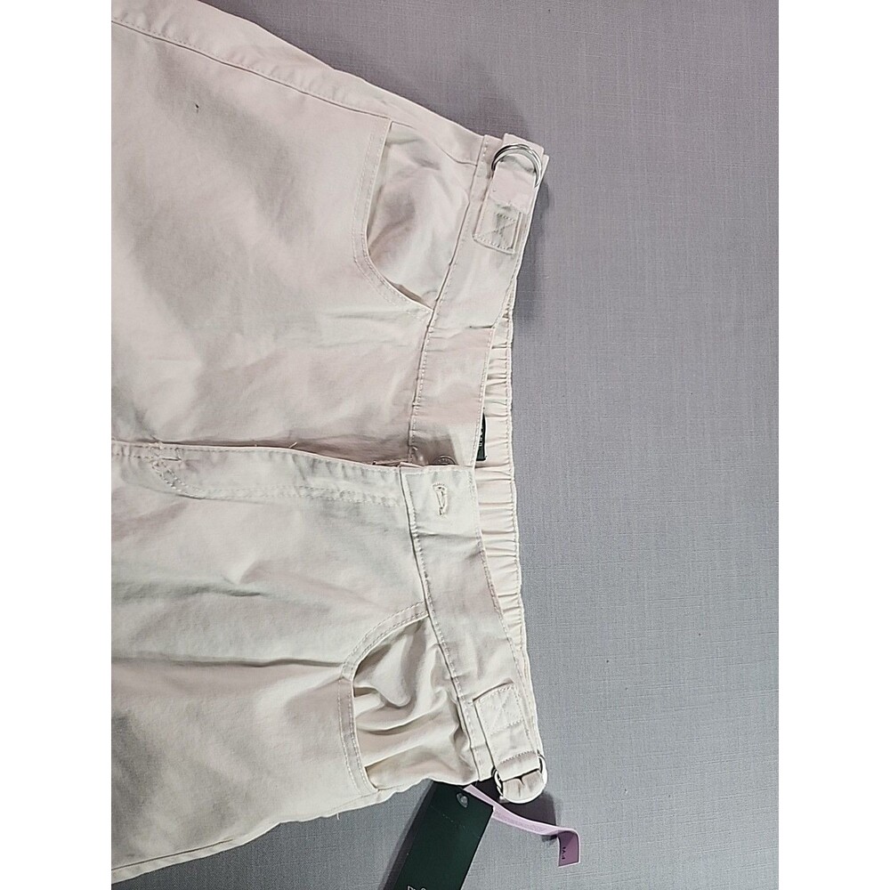Women’s Ivory Cargo Pants Elastic Waist Utility Casual Trousers Size L - Picture 4 of 9